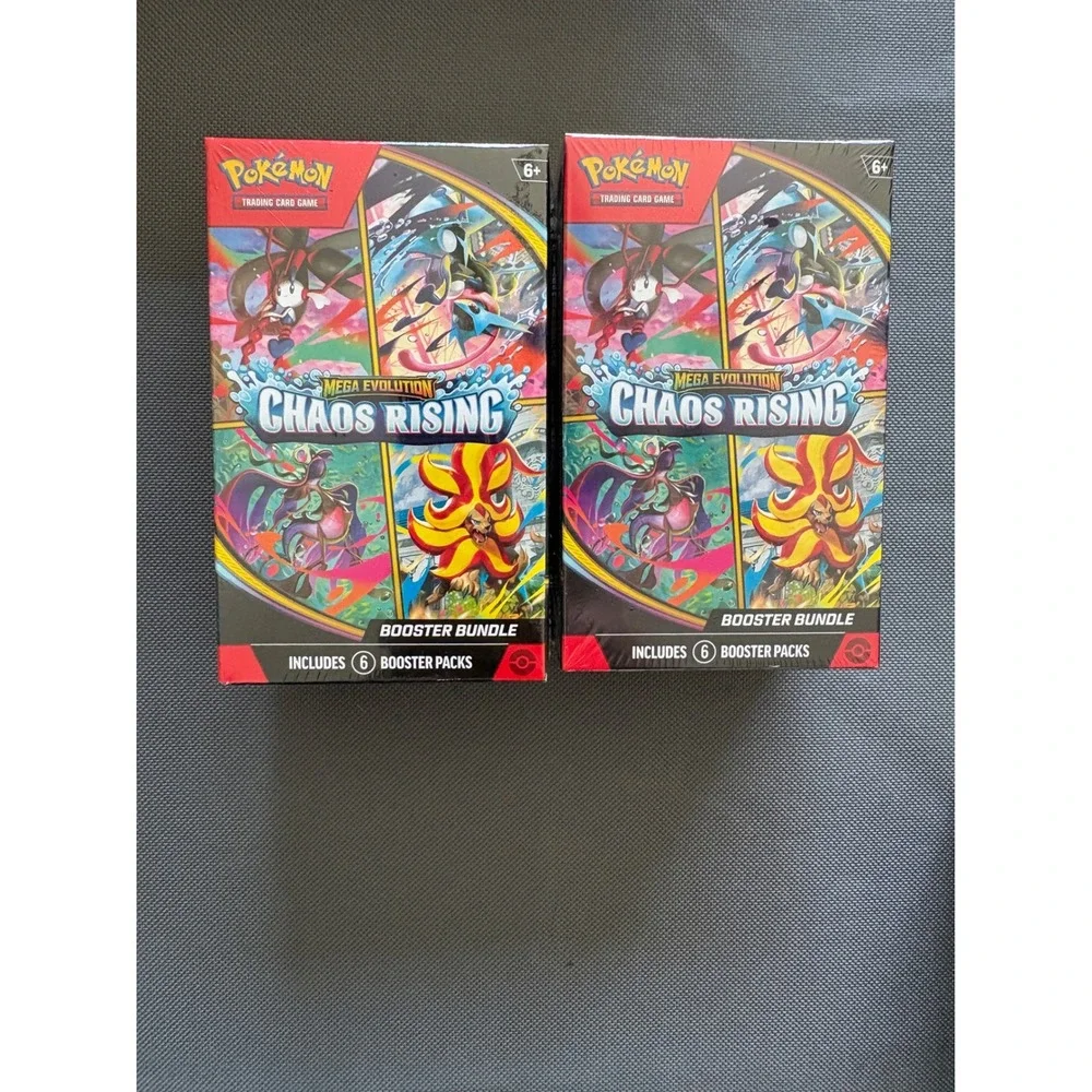 2 Pokemon TCG Mega Evolution Chaos Rising Booster Bundles 6 Packs Each Sealed